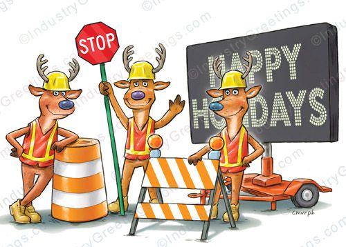 Reindeer Traffic Holiday Card