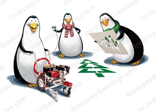 Penguin Striping Christmas Card