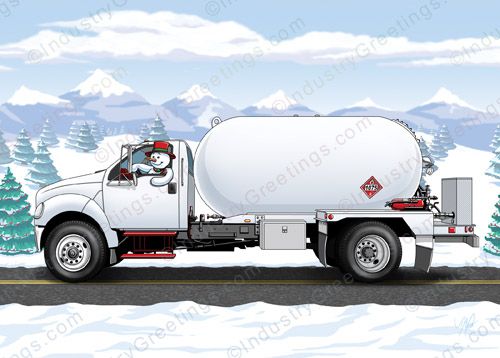 Frosty Propane Truck Christmas Card