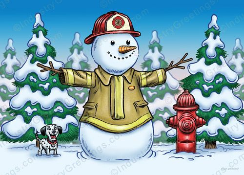 Frosty the Fireman Christmas Card
