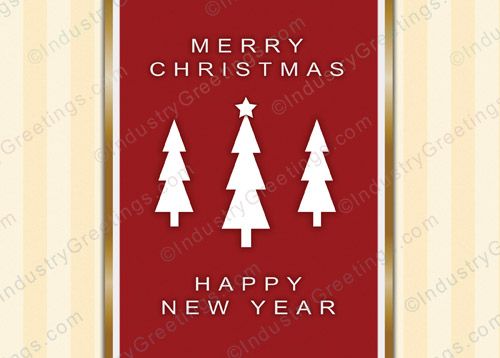 Gold & Red Trees Christmas Card
