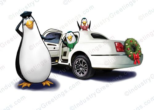 Limousine Penguin Holiday Card