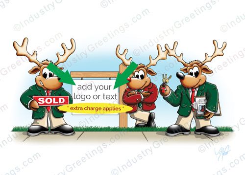Signed Reindeer Christmas Card