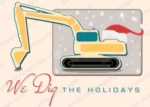 Stitched Excavator Christmas Card