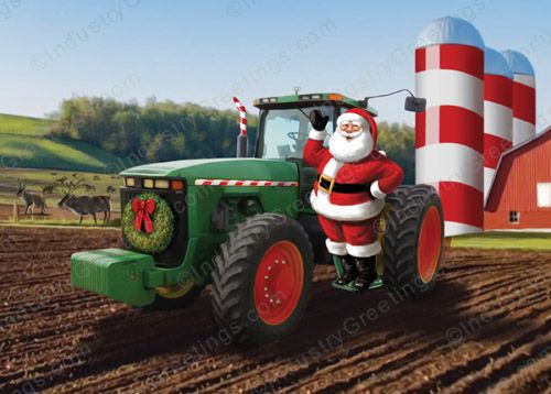 Farming Santa Christmas Card