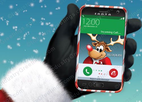 Reindeer Call Christmas Card