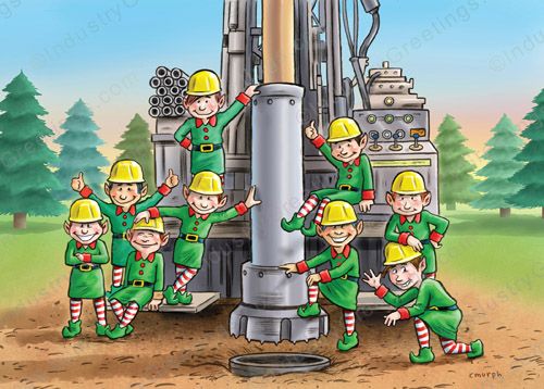 Drilling for Oil Christmas Card