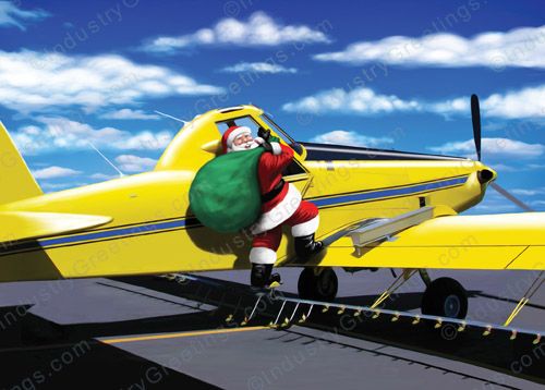Santa Claus Crop Duster Holiday Card