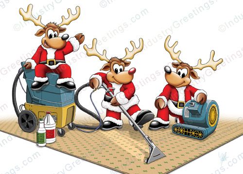 Cleaning Reindeer Christmas Card