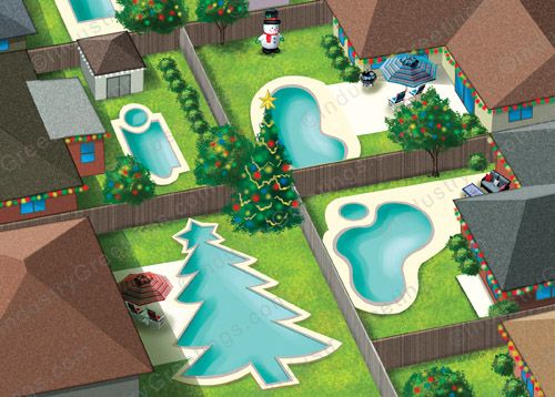 Christmas Tree Pool Holiday Card