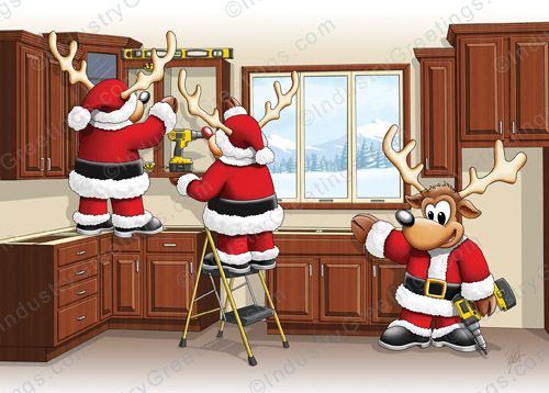 Reindeer Cabinets Christmas Card