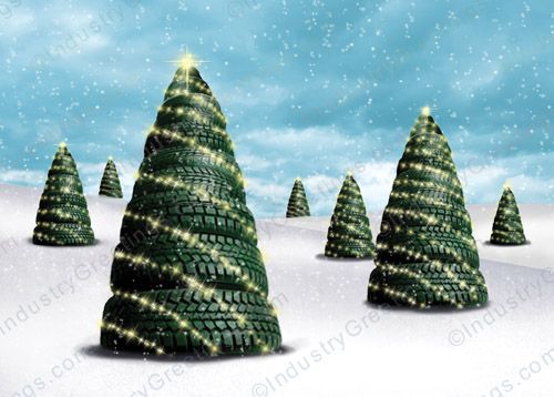 Tire Trees Christmas Card