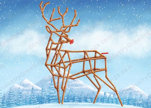 Copper Rudolph Christmas Card