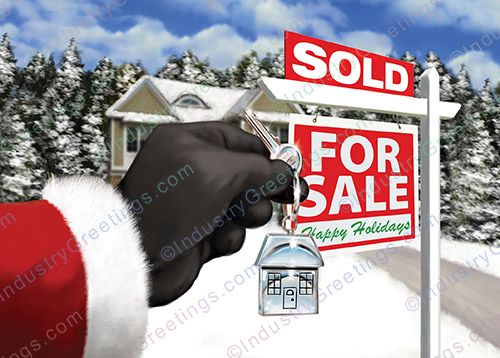 Sold Home Key Christmas Card 