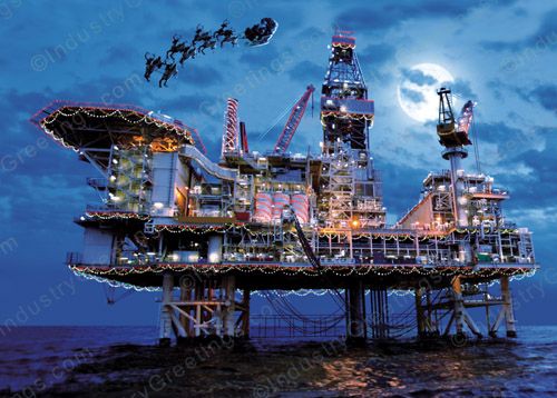 Offshore Oil Rig Christmas Card