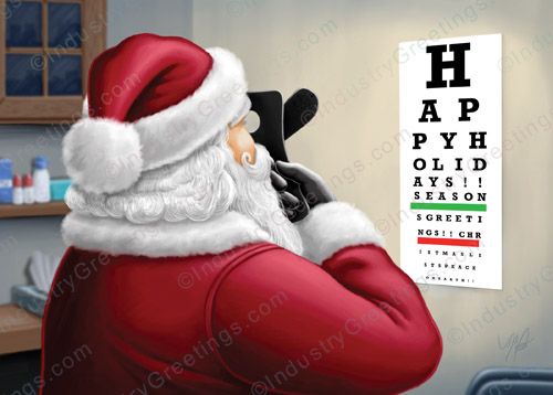 Santa's Eye Test Christmas Card