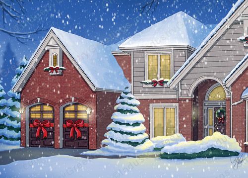 Red Bow Garage Door Holiday Card