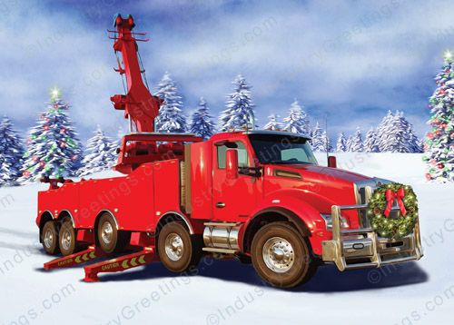 Twin Steer Towing Christmas Card