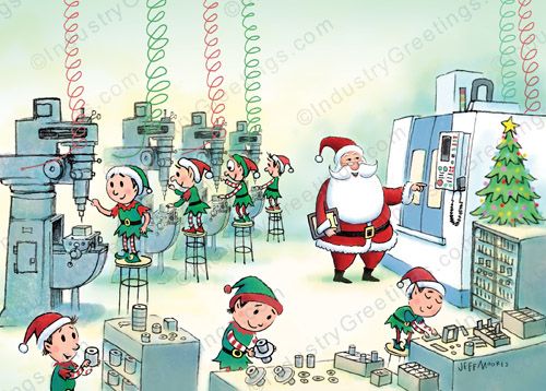 Machine Shop Workers Holiday Card