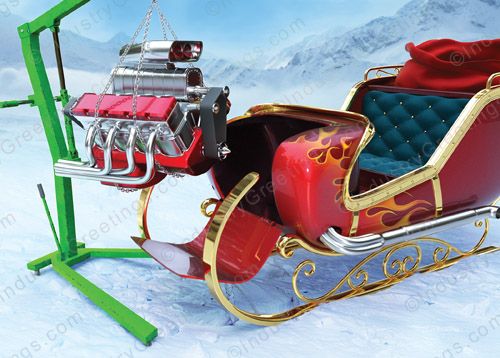Sleigh Engine Christmas Card