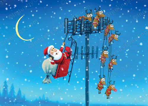 Cell Tower Crash Christmas Card