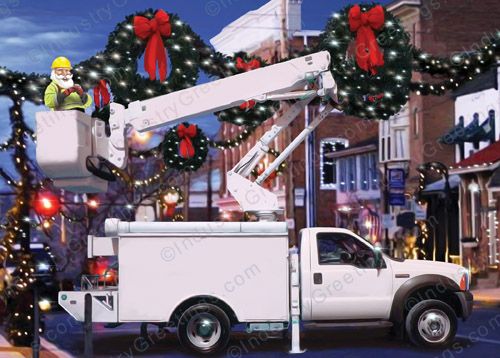 Boom Truck Lighting Christmas Card