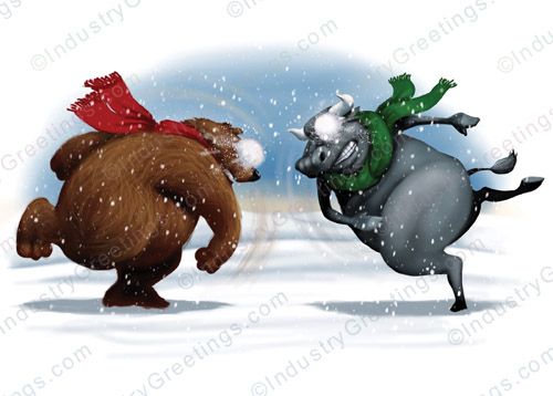 Wall Street Snowballs Holiday Card