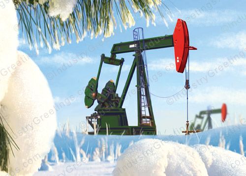 Winter Snow Oilfield Holiday Card