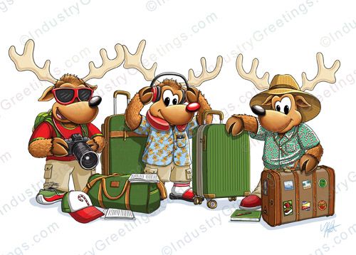 Reindeer Travel Christmas Card