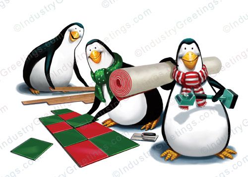 Flooring Penguins Holiday Card