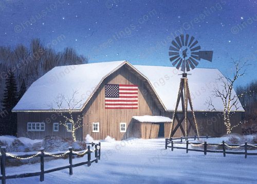 Patriotic Christmas on the Farm Card