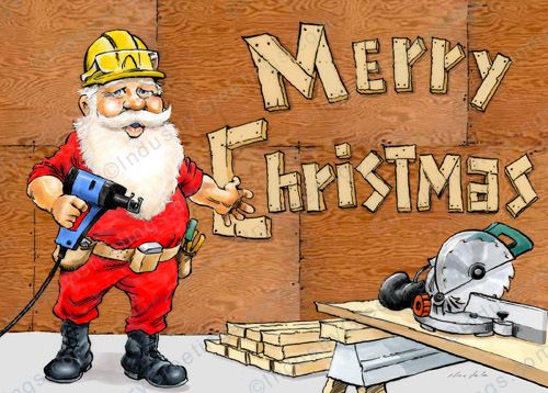 Kringle Building Merry Christmas Card