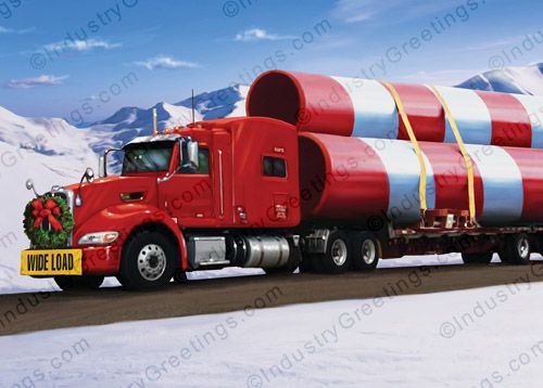 Candy Cane Flatbed Christmas Card