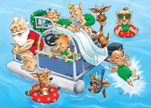 Pontoon Boat Christmas Card