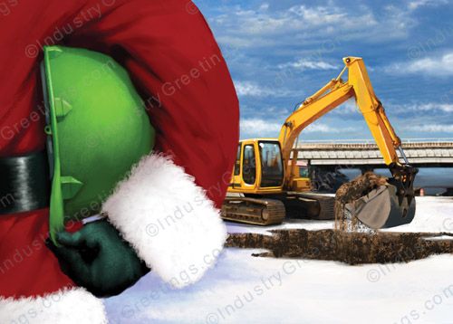 Santa Excavator Christmas Card