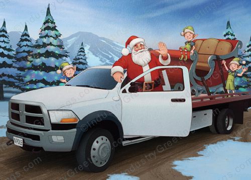 Flat Bed Towing Holiday Card