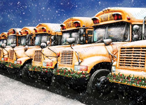 School Bus Christmas Card 