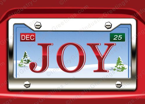 JOY License Plate Holiday Card