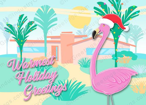 Flamingo Landscape Holiday Card