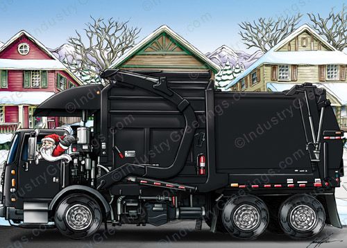 Black Garbage Truck Christmas Card