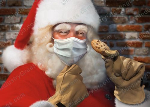 Santa Face Mask Christmas Card
