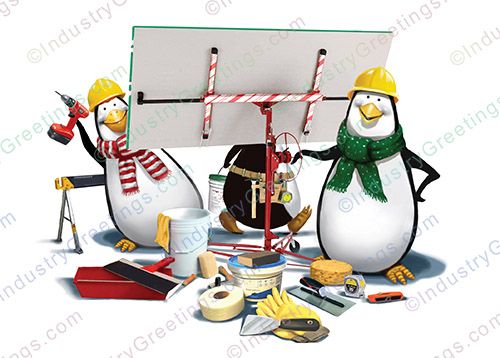 Penguin Drywall Crew Holiday Card