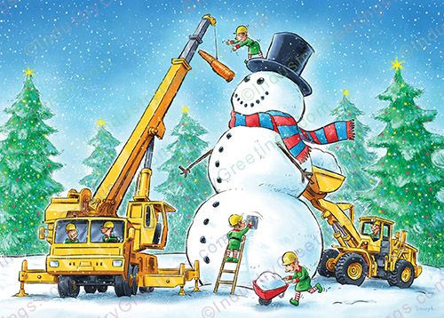 Snowman Construction Christmas Card
