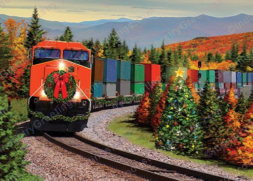 Train Freight Christmas Card