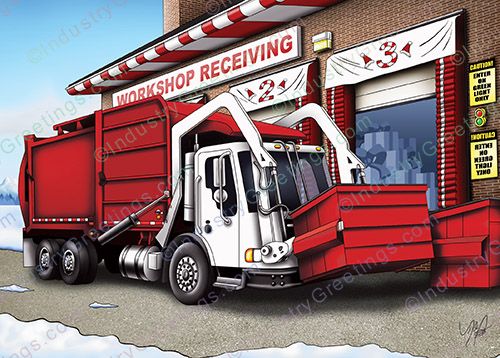 Red Trash Truck Christmas Card