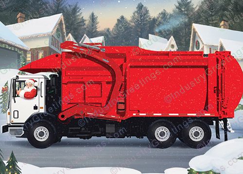 Red Trash Truck Holiday Card