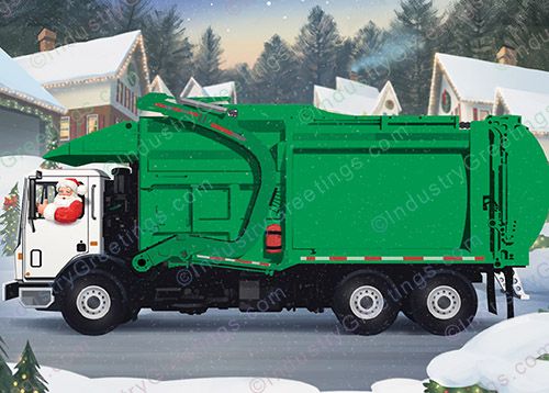 Green Trash Truck Holiday Card
