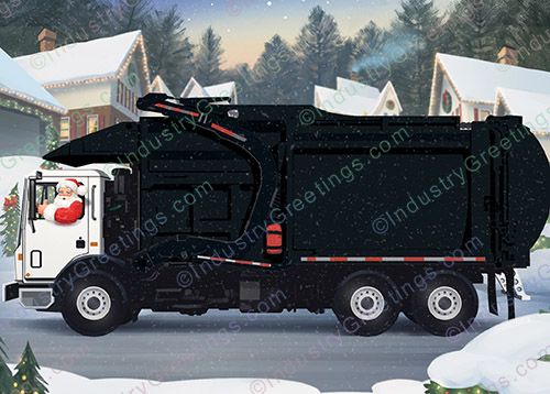 Black Trash Truck Holiday Card