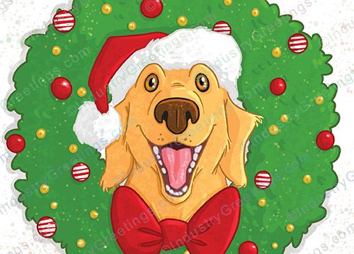Dog in Santa Hat Christmas Card