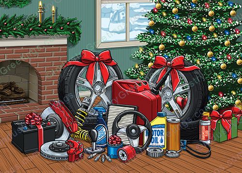 Automotive Parts Christmas Card 
